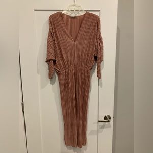 Plisse blush long sleeve dress